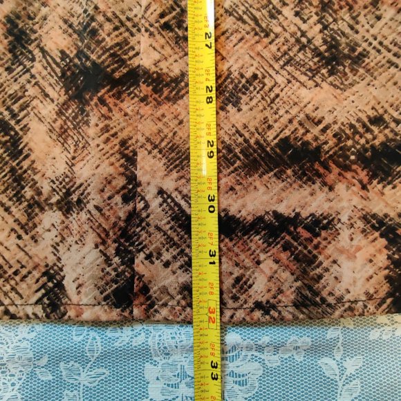 Essentials Women’s 4X Button-Up Stretch Top – Plus - 3/4 Sleeve, Brown-Black - Picture 13 of 14